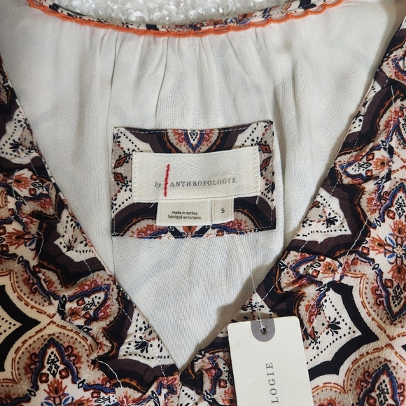 Anthropologie Tan Brown Boho V Neck Dress 100% VISCOSE - Picture 12 of 14